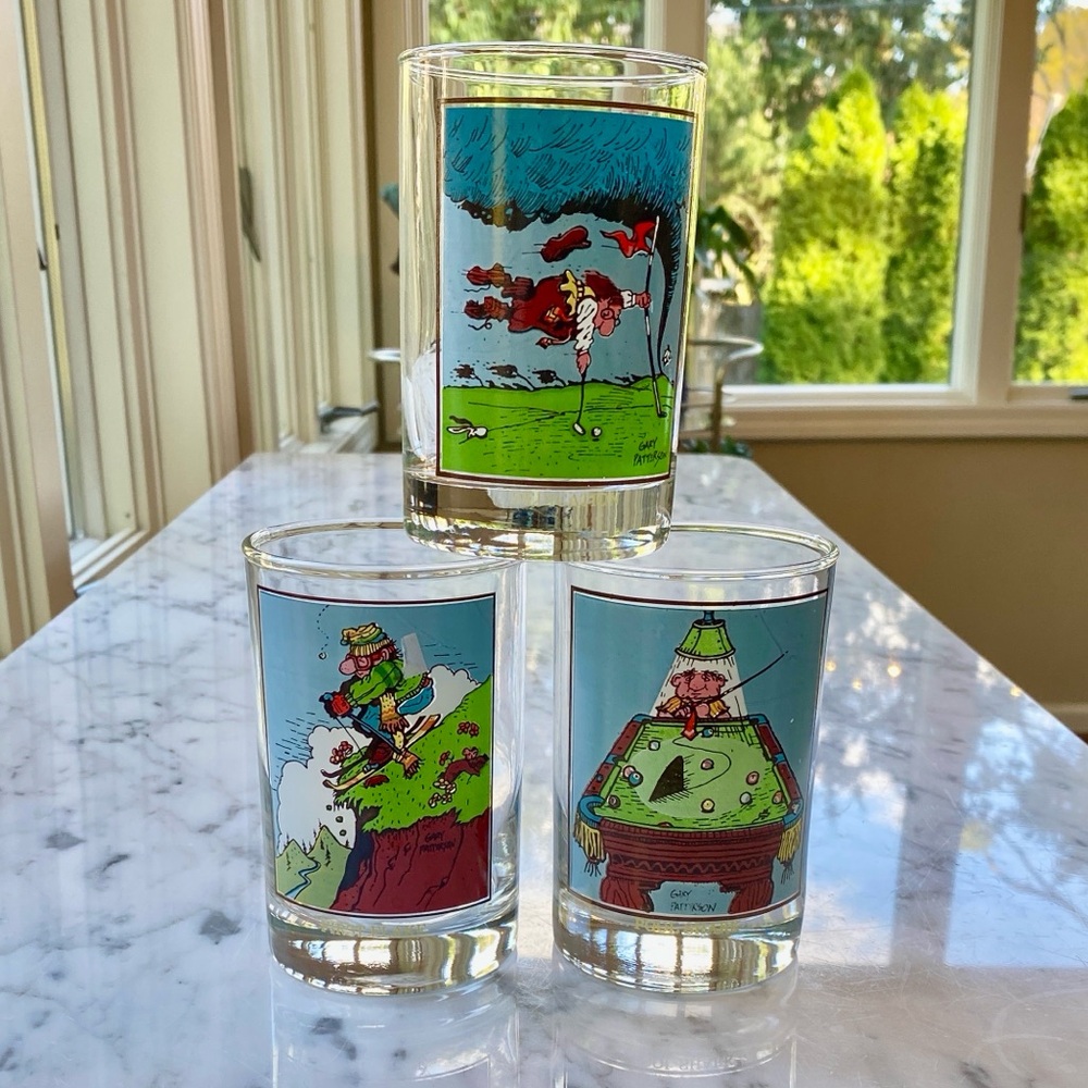 Arby’s Collectors Series • Gary Patterson •  Set of 3 • Cartoon Glasses